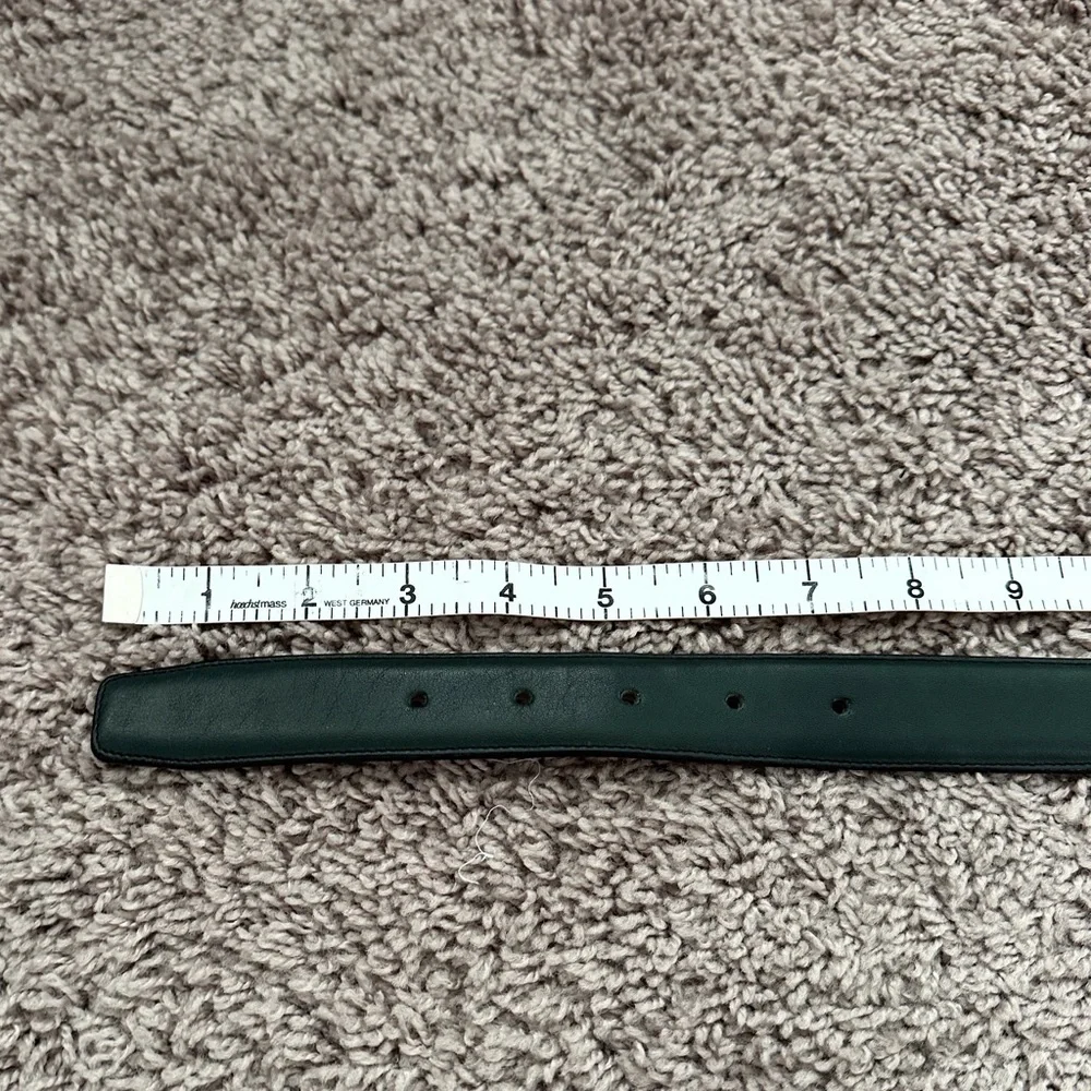 Elegant Green Genuine Leather Belt with Gold Buckle Size Large